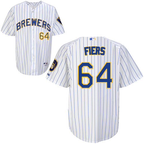 Mike Fiers #64 mlb Jersey-Milwaukee Brewers Women's Authentic Alternate Home White Baseball Jersey